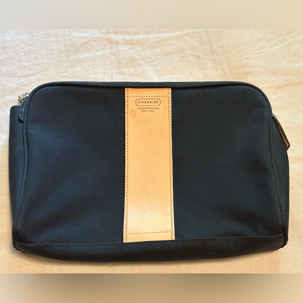 Coach - Toiletry/Travel Bag - Black with Leather Trim